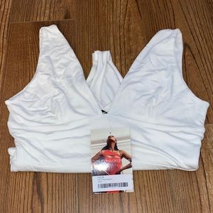 V-Neck White Bodysuit
